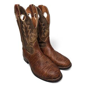 Boulet Western Boots Men's Round Toe Stockman Heel Full Grain Leather Wide 9 EE
